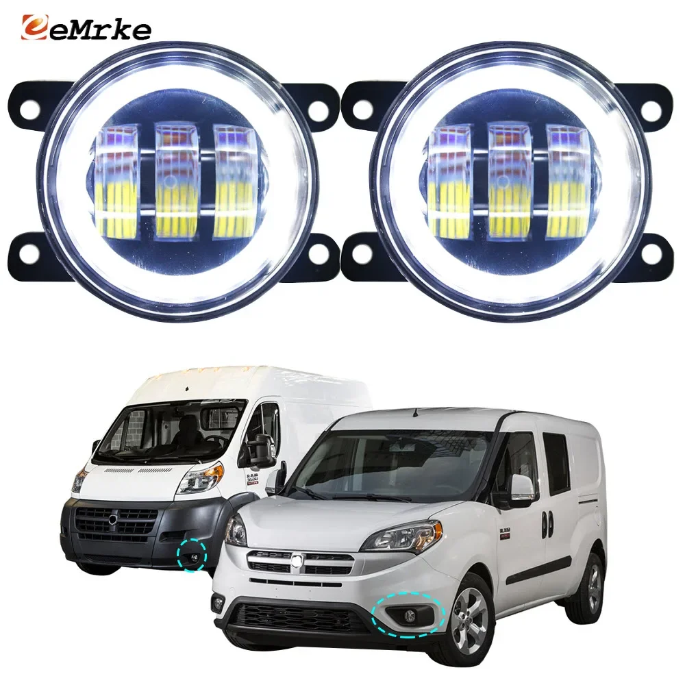 Car Fog Light Assembly Lens 30W Led Angel Eye DRL + Turn Signal Lamp for Ram ProMaster VF 1500 2500 3500 City 636 2015-2020