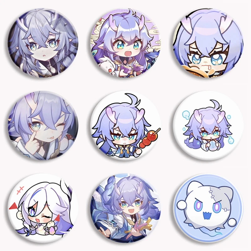 Game Honkai Star Rail Bailu Anime Button Pin Metal Badge Bailu Cartoon Q Version Brooch Badge Bag Decor Accessories Fans Gift