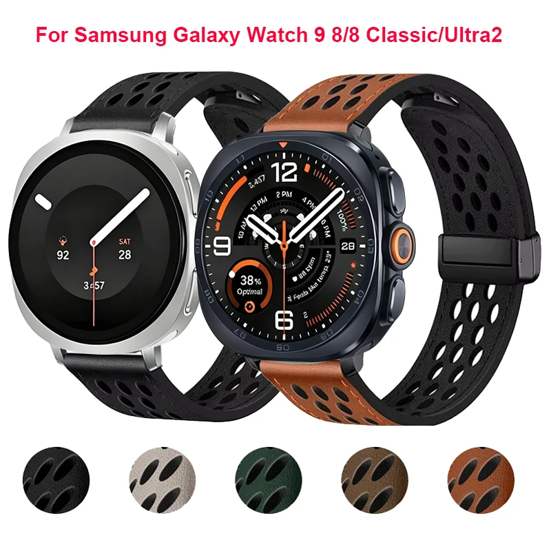 Magnetic Strap For Samsung Galaxy Watch 9 8 40mm 44mm/8 Classic 46 Leather Band Hollow Out Breathable Bracelet Galaxy Ultra 2026