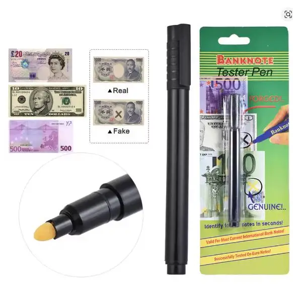 Counterfeit Money Counter Detector Pen Fake Banknote Tester Currency Cash Checker Marker for US Dollar Bill Euro Pound Yen Won