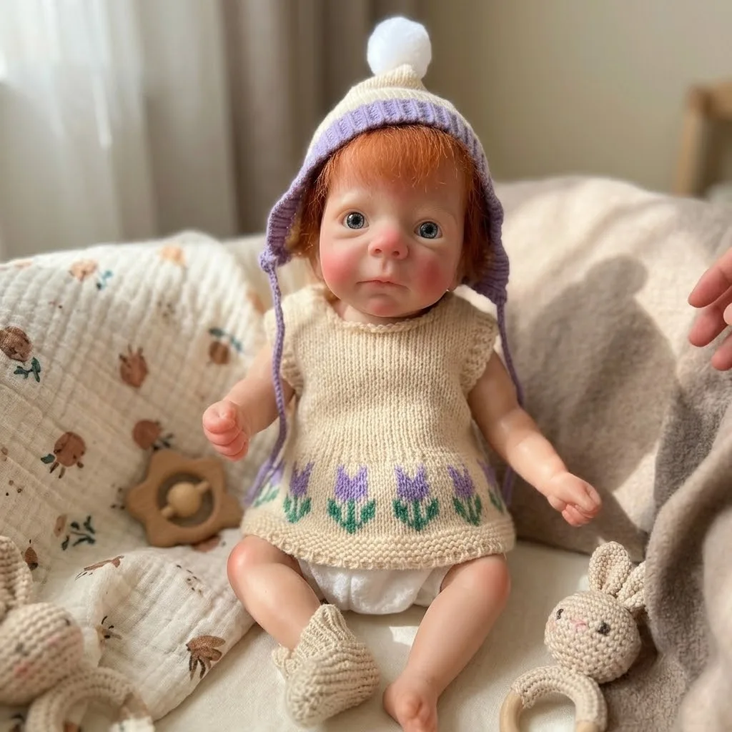 10 Inch Bettie Solid Silicone Reborn Doll, Handmade Lifelike Newborn Baby Doll with Realistic Rooted Hair