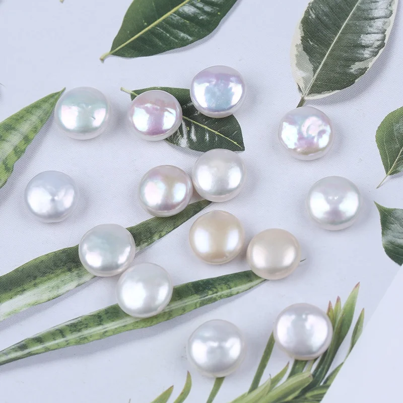 

10-11mm Loose Pearl Natural White Coin Freshwater Beads Jewelry