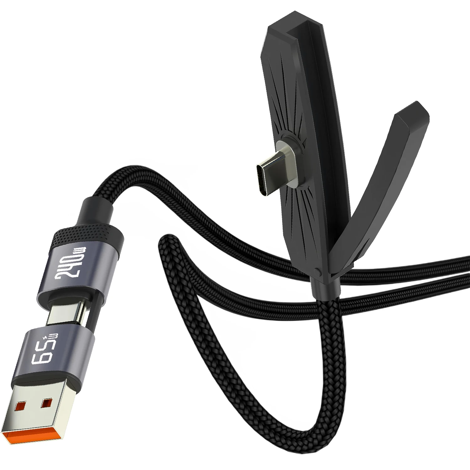 2in1 6A Charging Cable With Integrated Stand Fast Charging Cable Phone Tablet 240W Ultra-Fast Data Cable Phone Holder