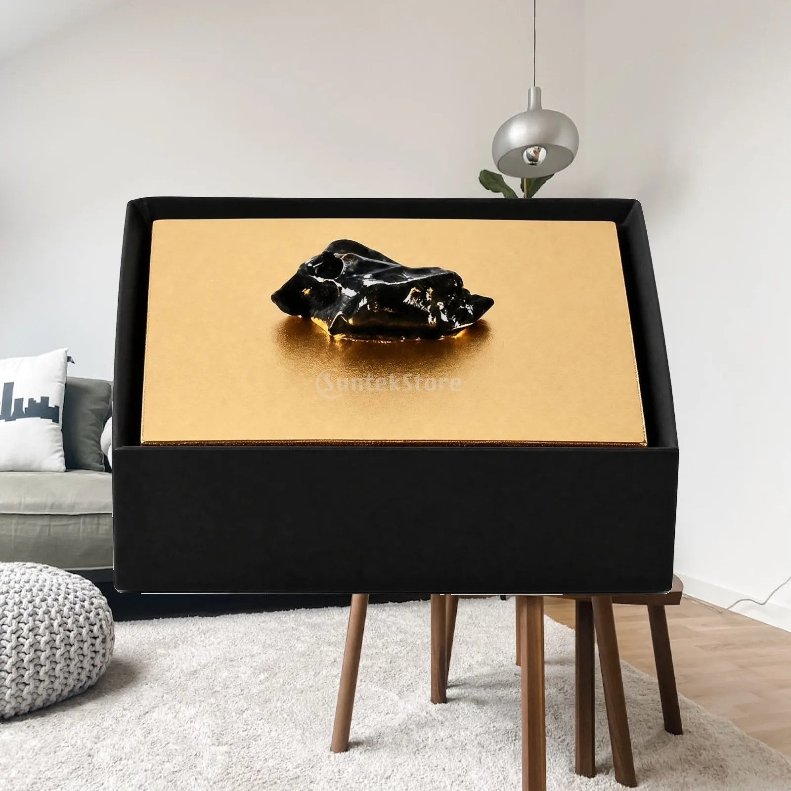 Geometric Decorative Storage Box Sturdy Synthetic Resin Decorative Box Gold Vintage-Inspired for Study, Dressing Area