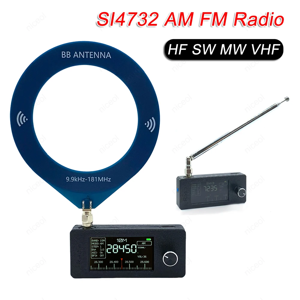 

SI4732 0.5-108mhz Pocket Mini Radio LSB USB AM FM All Band Radio Receiver 1.9inch IPS Screen HF SW MW VHF Radio with Antenna