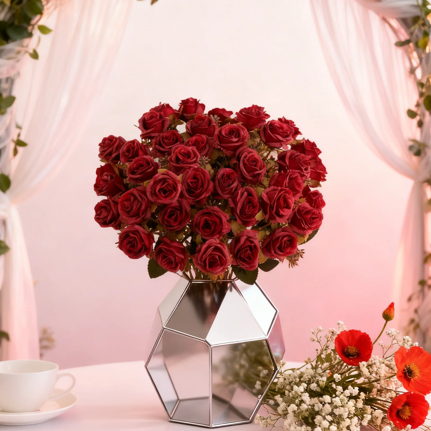 Artificial flower silk rose home office vase high-quality decoration outdoor garden Valentine'sDay wedding bridal party DIY prop