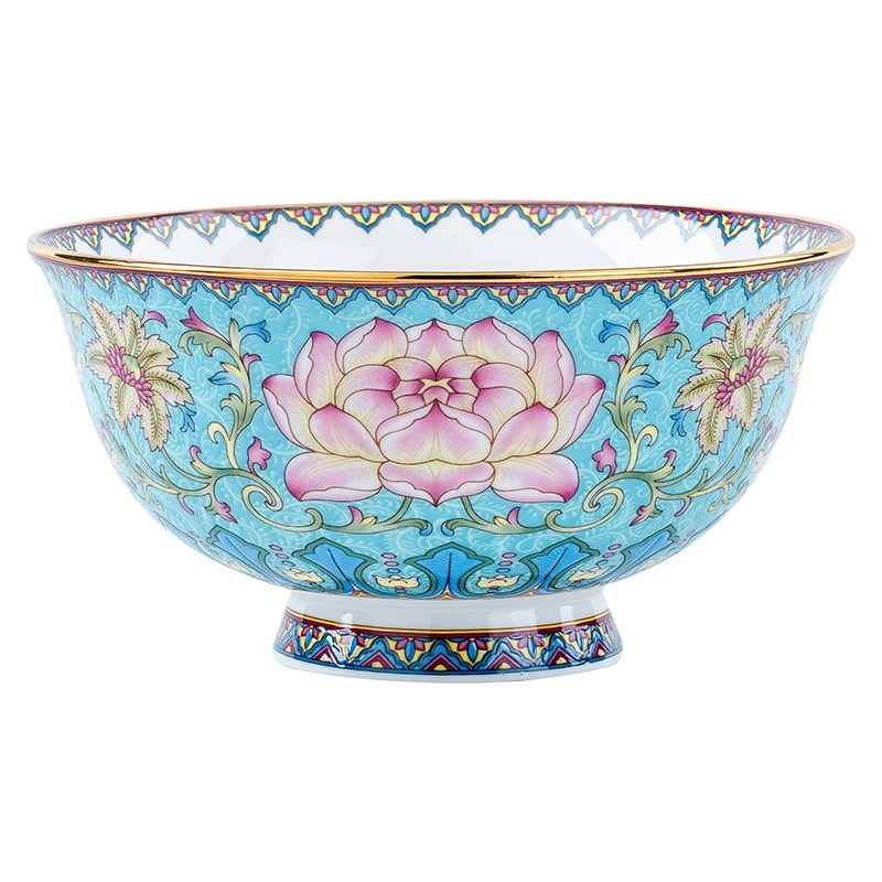 Dish set Household Chinese enamel color bone china tableware High-end gifts Household bowl combination