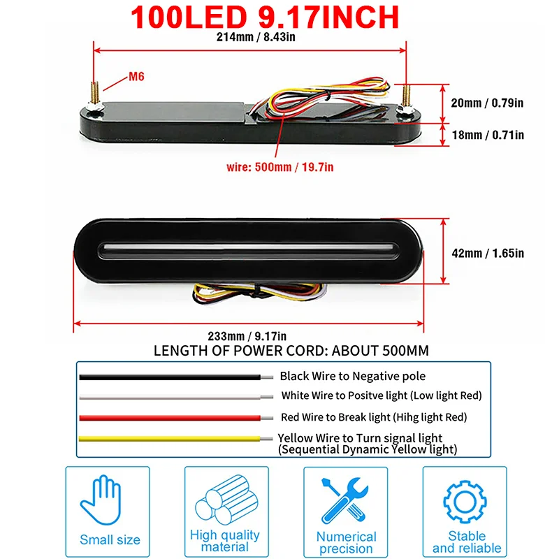 Enquêter Arrière Ambre pour Remorque Camion RL, Clignotant, Stop, enquêter de Freinage, 12V, 24V, 58 LED, 100 LED