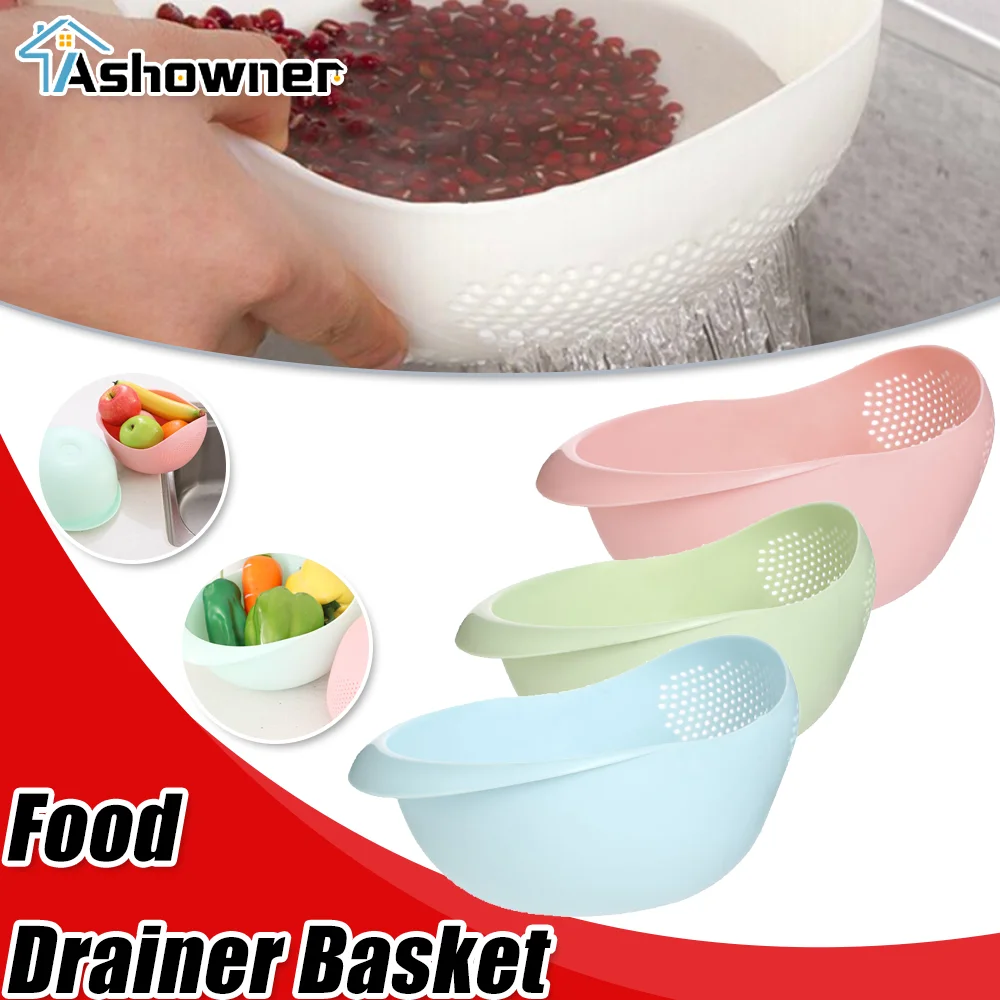 

Kitchen Food Drainage Basket Plastic Colander Rice Sieve with Handle Filter Basket Suitable for Washing Rice Vegetables Fruits