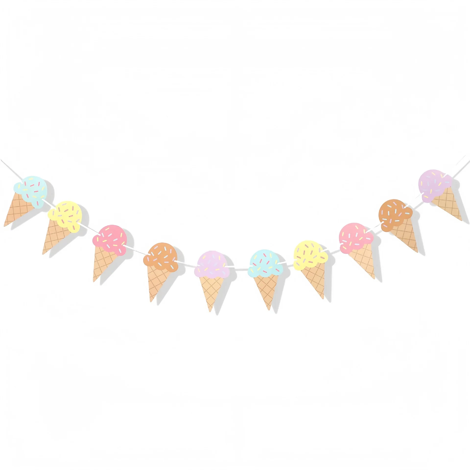 Sweet Ice Cream Theme Paper Banner Wall Hanging Garland for Kids Girl Birthday Baby Shower Party Decoration - view 5