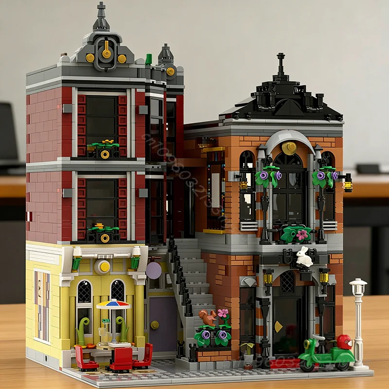 

НОВИНКА: Модульный конструктор MOC «Волшебный магазин в центре города» (уличная сцена), модель здания, архитектурные блоки, игрушка для детей, подарок на Рождество 10312-B