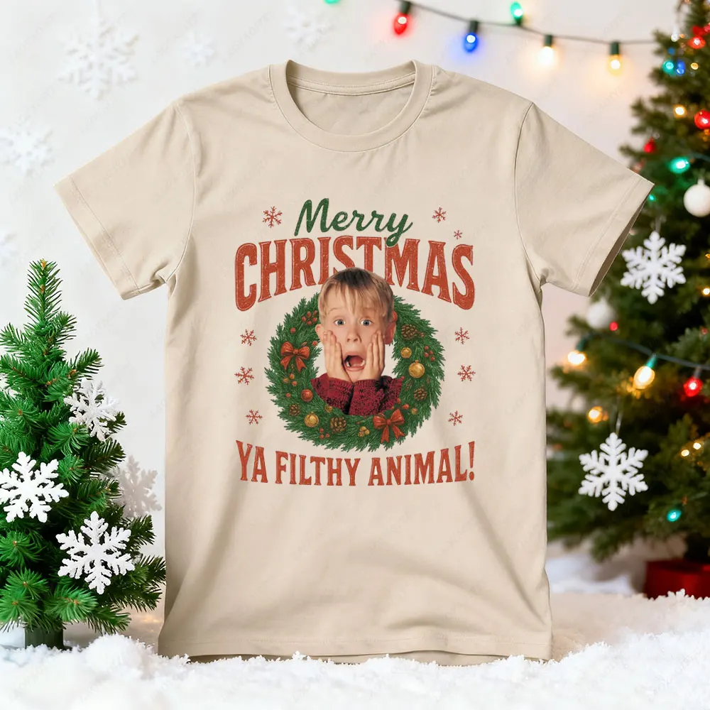 McCallister Home Alone Women Men Cotton T-Shirt Merry Christmas Summer Shirt Top Christmas Gift Christmas Movie T-shirt Tops
