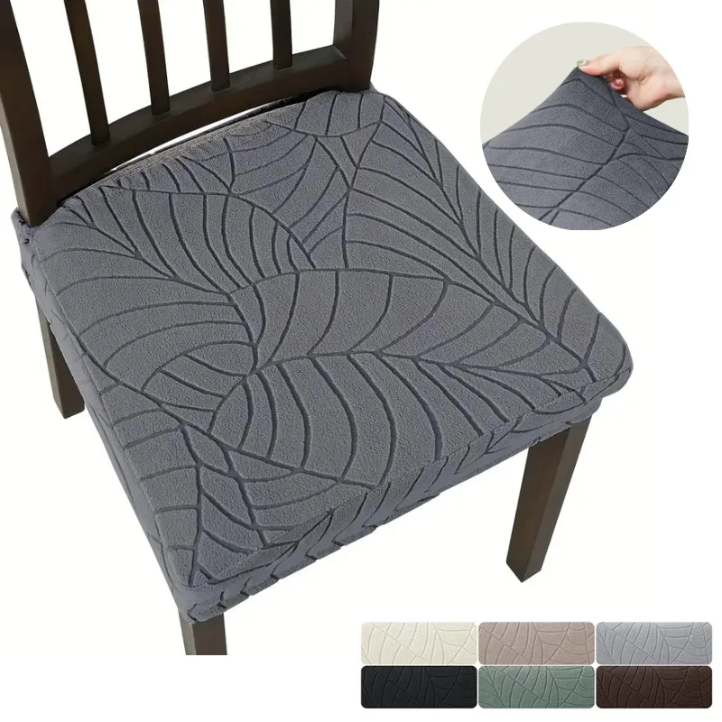 1/4pcs Jacquard Chair Seat Covers Stretch Pure Color Chair Cover Removable Upholstered Seat Cushion Slipcover for Home Party