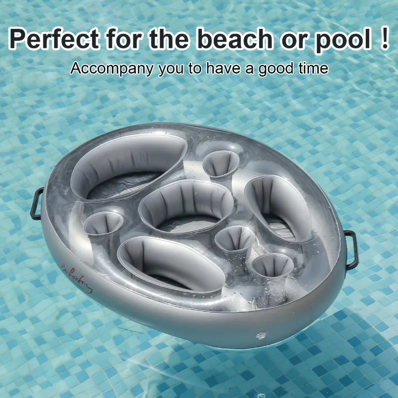 حلقة سباحة قابلة للنفخ على شكل قضيب ثلج، صينية مشروبات عائمة مع حامل أكواب متعددة، مثالية لحفلات حمام السباحة والتجمعات الصيفية