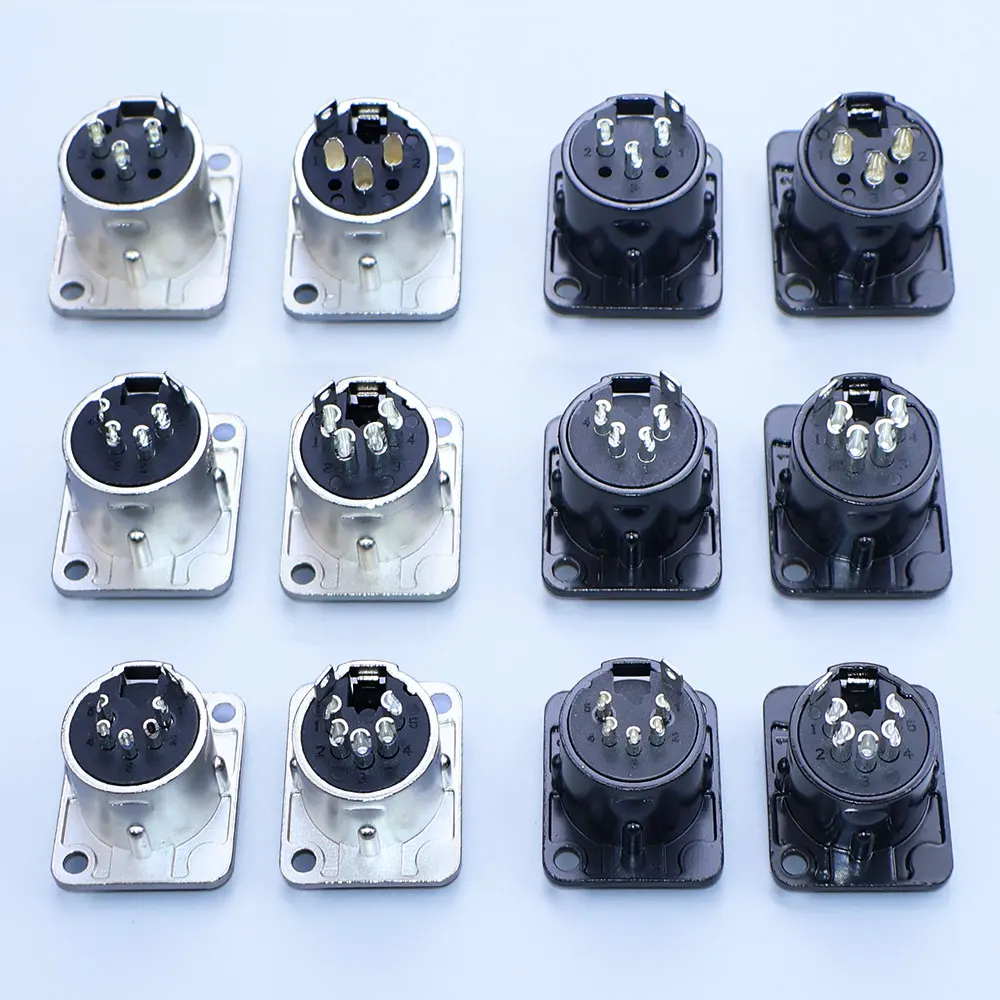 YanXi 1PC 3/4/5 Pin XLR Male Plug Female Jack XLR Metal Connector Copper Contact Panel Socket For Microphone Audio Speaker Jack