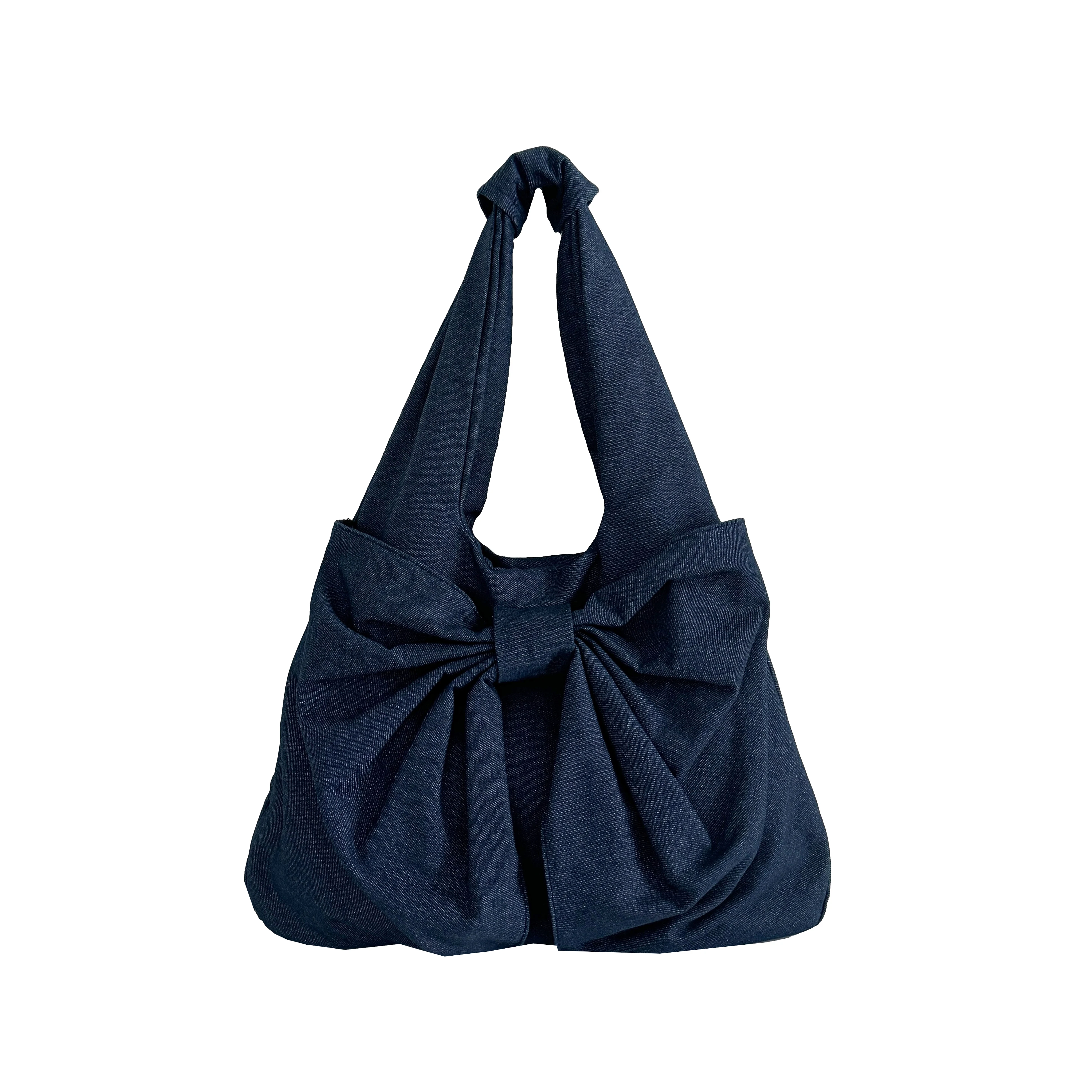 Large Capacity Bow Shoulder Bags For Women Denim Sling Packages Sweet Cloth Female Bags Korea Style Canvas Casual Tote For Girl