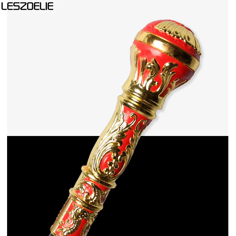 93cm Gold With Red Luxury Walking Stick Man Fashion Walking Cane Women Wedding Party Sticks Lady Elegant Vintage Walking Cane