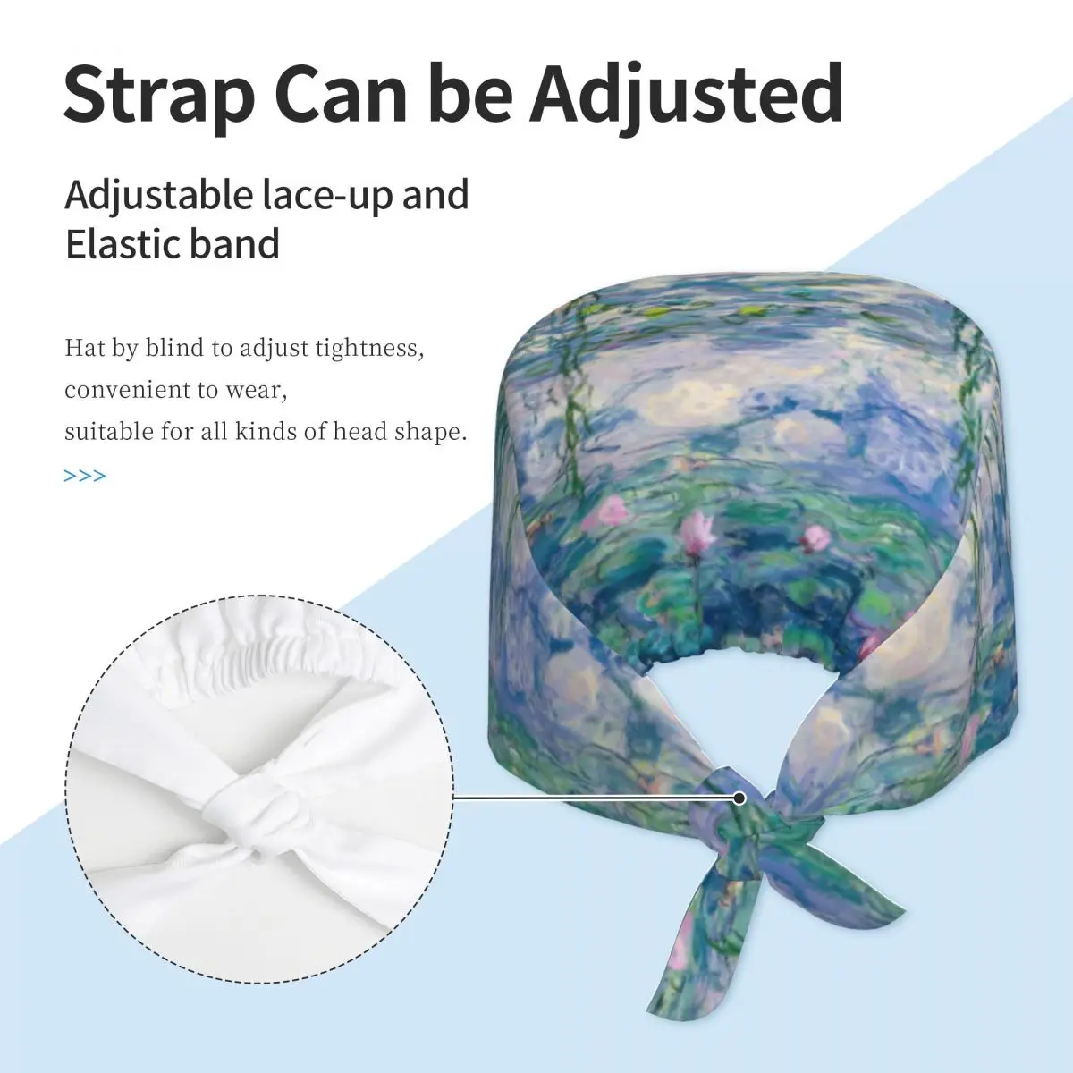 زنابق الماء كلود مونيه غرامة الفن فرك قبعة الجراحية فرك قبعات ممرضة قبعة طبية الفرنسية الرسام العمل الدعك قبعة للمستشفى