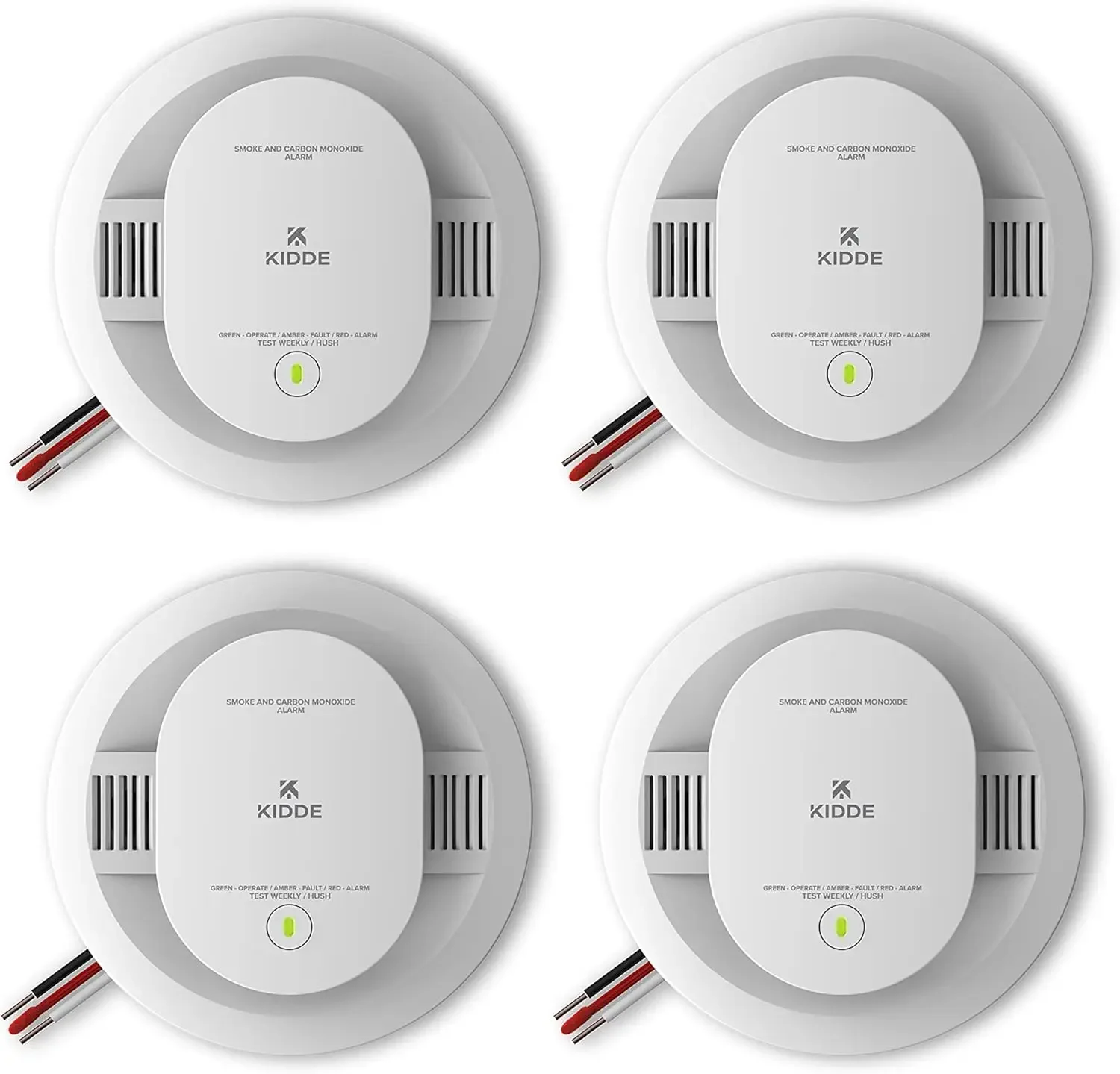 Hardwired Smoke & Carbon Monoxide Detector AA Battery Backup, Interconnectable LED Warning Light Indicators 4 Pack