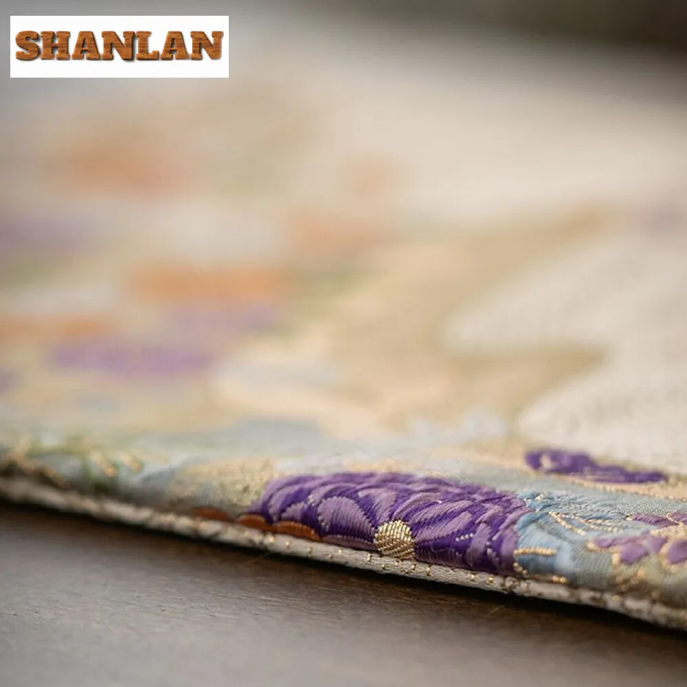 Exquisite Double-sided Cloud Brocade Tea Mat Household Handmade Small Daisy Tea Flag Vintage Dinner Table Cloth Mat Cafes Gifts