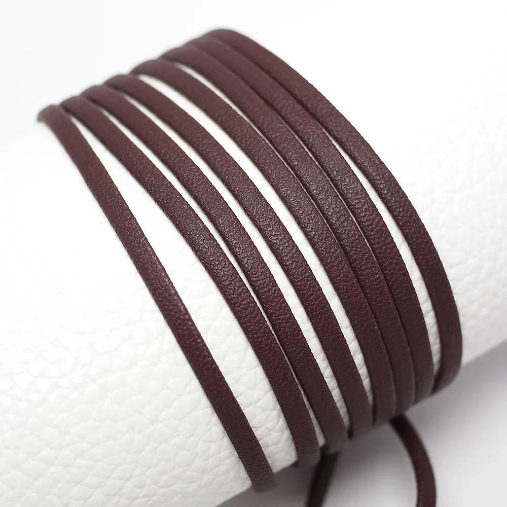 

Brown Soft Leather Cord,Fine Litchi Texture Stitched Leather Strips,Straps Waist Chain Bracelet Necklace Earrings Making 3x1.3mm