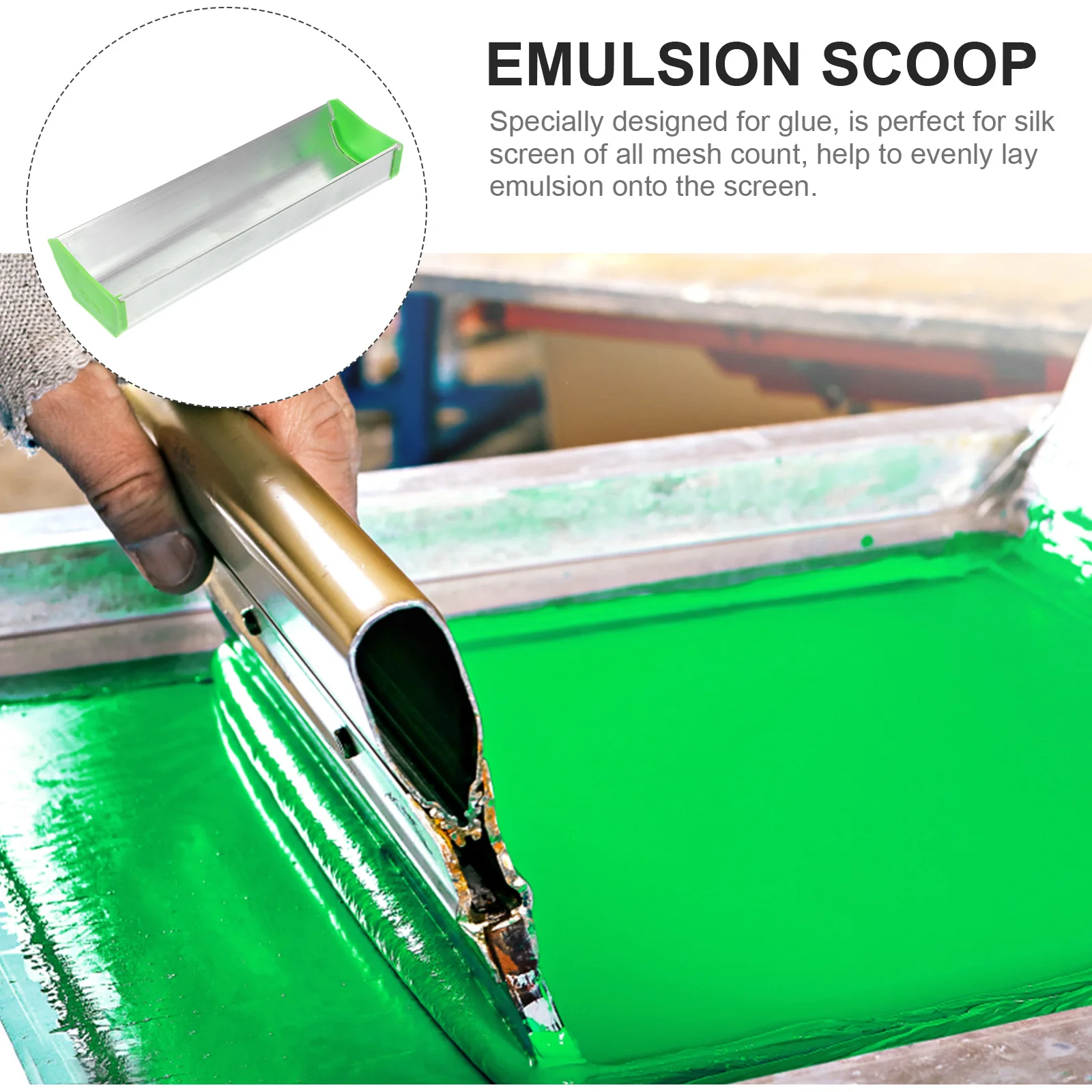 

Dual Aluminum Emulsion Scoop Coating Tool Sizing Device for Screen Printing Metal Scoop with Plastic End Cap Leak Protection