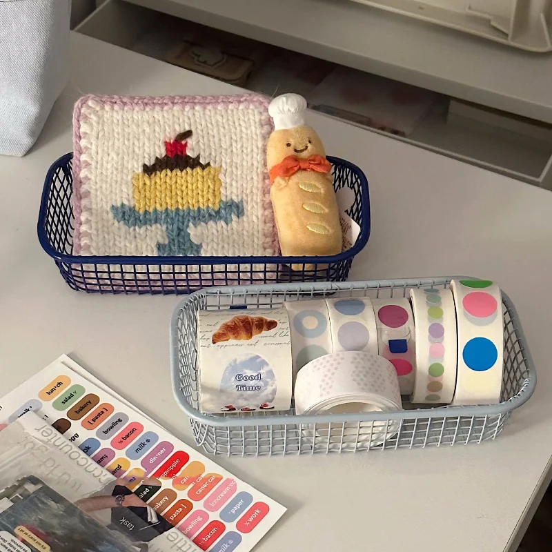 سلة تخزين معدنية من SKYSONIC منظم أشتات سطح المكتب بطاقات الصور والقرطاسية وحامل فرز المكياج ومورد المكتب والمنزل