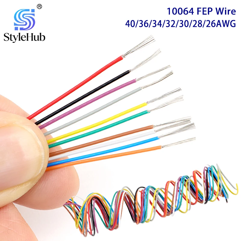 Изолированный FEP провод 10-100M из PTFE 10064, 40/36/34/32/30/28/26AWG, 30В, ультратонкий, высокопроводящий, из луженой меди
