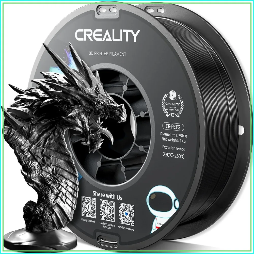 

PETG 3D Printer Filament 1.75mm 1KG, High Precision Strong Toughness, Odorless Better Flow Moistureproof for 3D Printing
