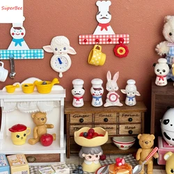 Dollhouse Mini Rotate Bear/duck Bowl/seasoning Jar/panda Egg Steamer/Showa Sheep Wall Clock/small Cheese Decoration Accessories