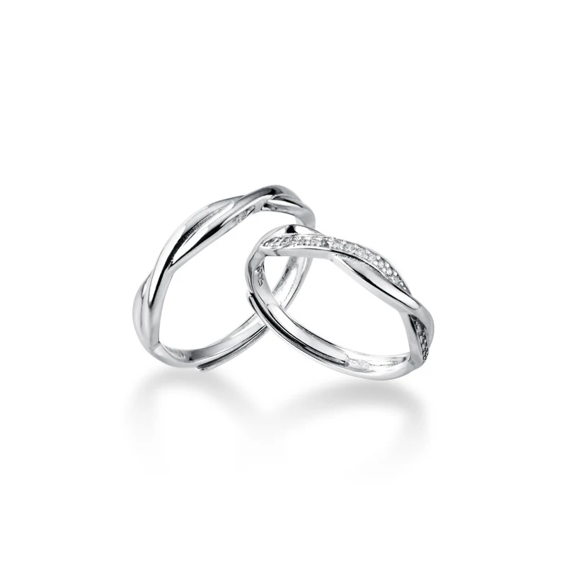Modian Romantic Lovers Engagement Ring for Women Men 925 Sterling Silver Shining Zircon Adjustable Open Ring Fine Jewelry Bijoux - Image 5