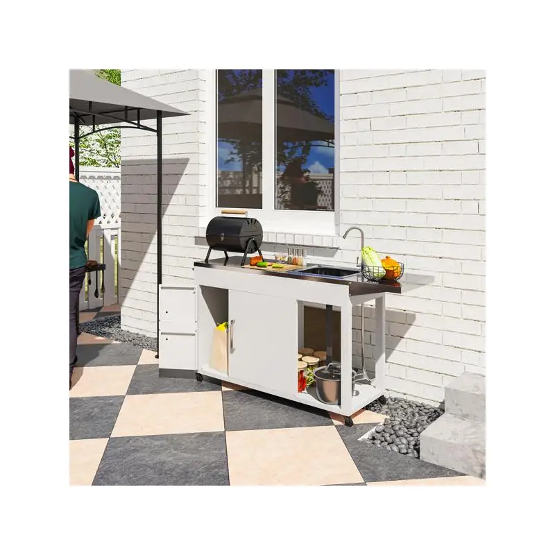 

Открытый стол-гриль для барбекю на заднем дворе и кухонной станции