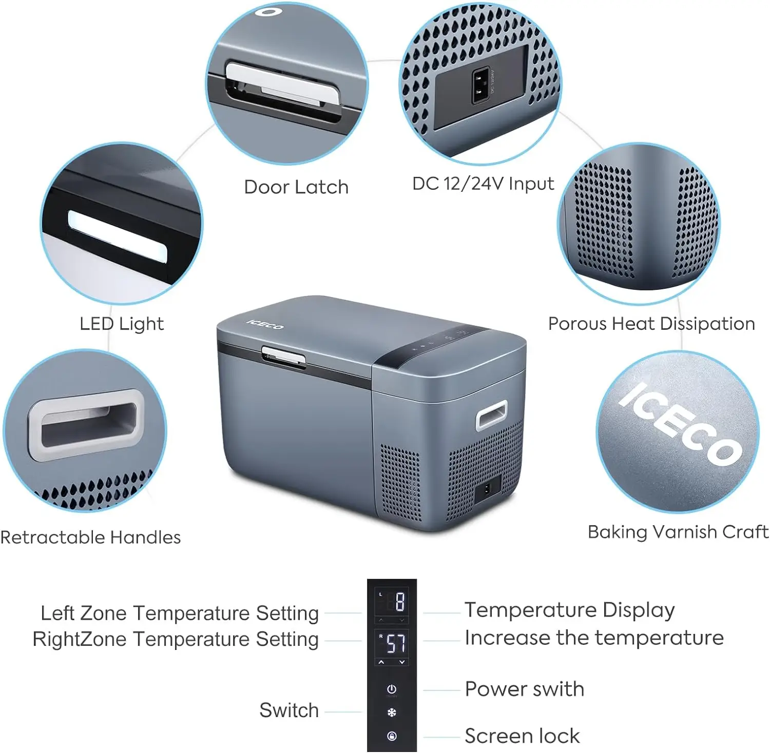 Réfrigérateur portable avec compresseur SECOP, IC35%, GO20 Tourists Zone, 20 litres, 21 pintes, DC 12 V, 24V, AC 100-240V