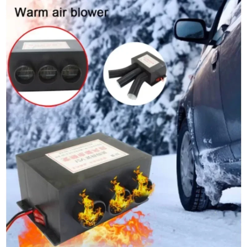 12V/24V 3 Port Car Heater Defroster Truck Windshield Defroster Heater Car Van Heater Fan for Truck Buses Campers Caravans Tool