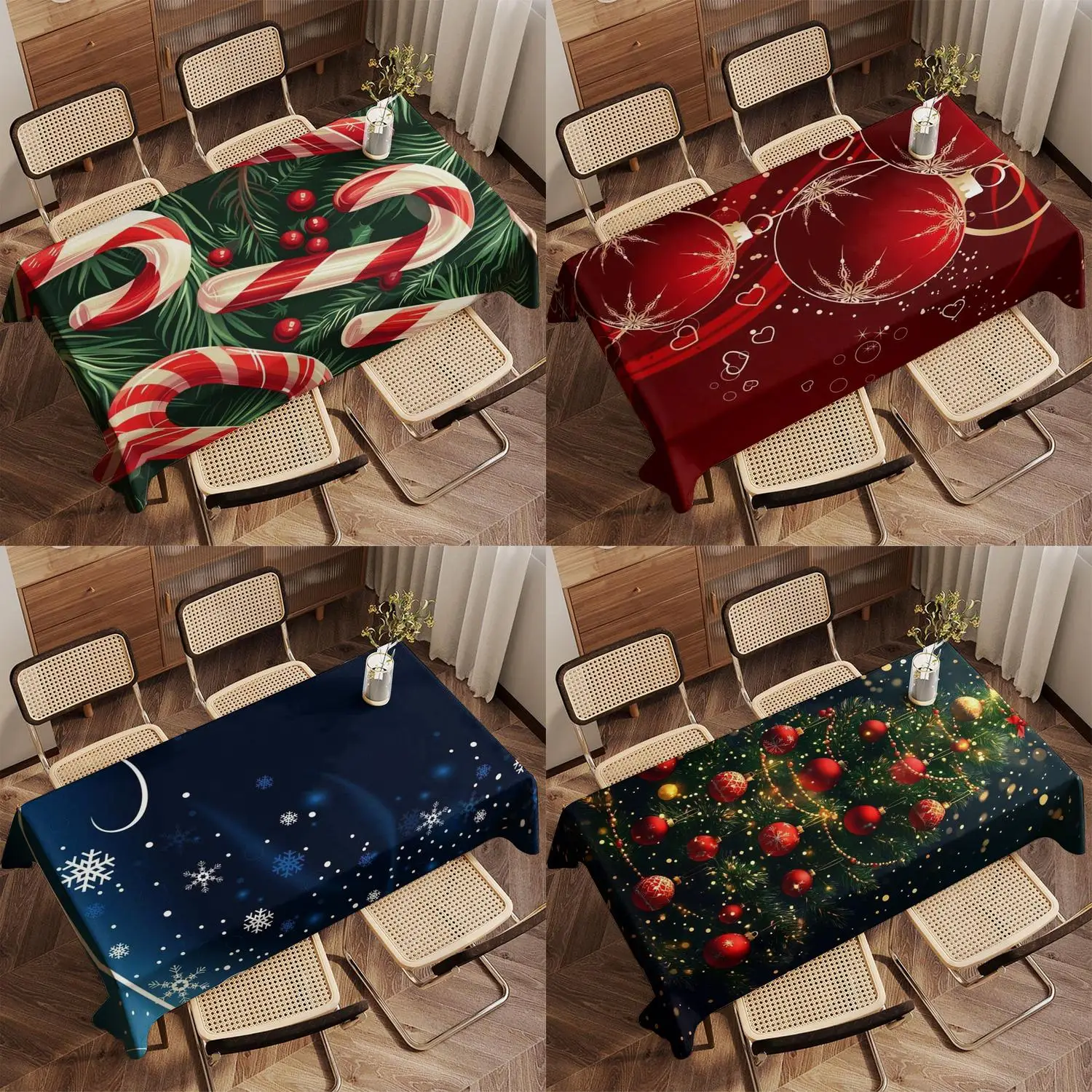 Christmas Snowman Pattern Restaurant Kitchen Tablecloth Living Room Home Decoration Rectangular Party Decoration