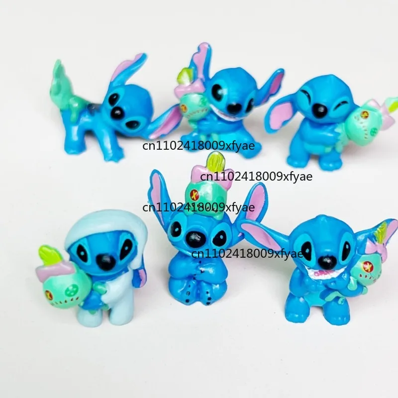 โมเดลตัวการ์ตูนลิโลแอนด์สติทช์ 6 ชิ้น ปี 2025 ของสะสมอนิเมะ ตกแต่งโต๊ะทำงาน ของตกแต่งเค้กวันเกิด ของเล่นเด็ก ของขวัญ