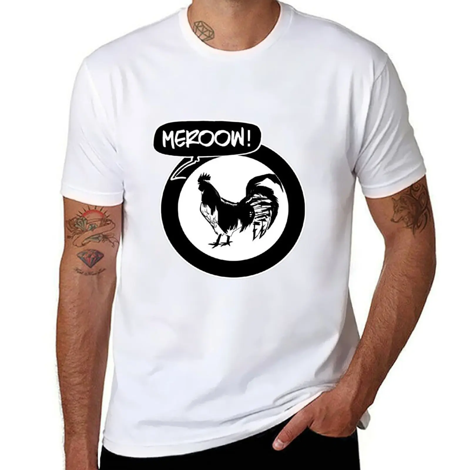 

Meowing cock T-Shirt t shirts for man graphic vintage t shirt man luxury T-Shirt