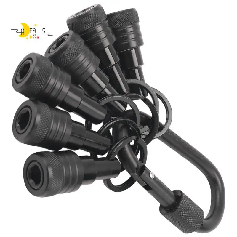 

AF95-6PCS Bit Holders Keychain, 1/4 Inch Hex Shank Bit Holders, Quick-Change Design For Nut Driver, Screwdriver & Drill Bits