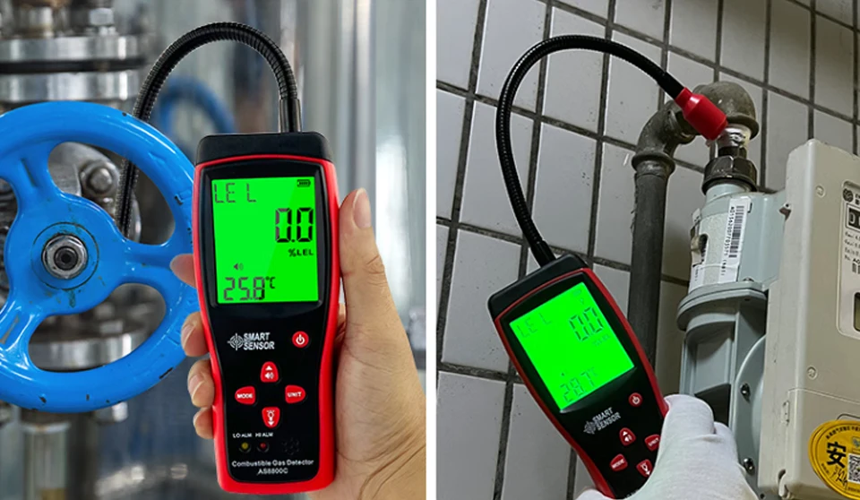 Tragbarer Gasleckdetektor 0-10000PPM mit Ton- und Lichtalarm, Messgerät für brennbare Gase, Tester für Erdgas, Methan und Rauchgas – Detail 5