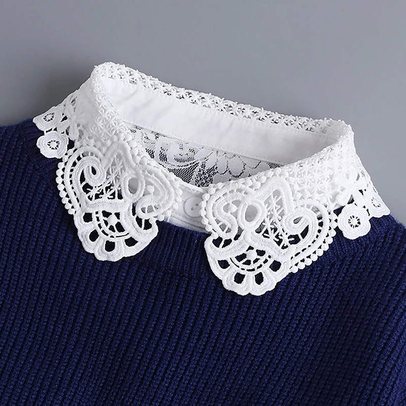 

Женский кружевной съемный воротник, винтажная однотонная блузка с искусственным воротником-стойкой, регулируемая одежда, женский аксессуар для одежды с накладным воротником