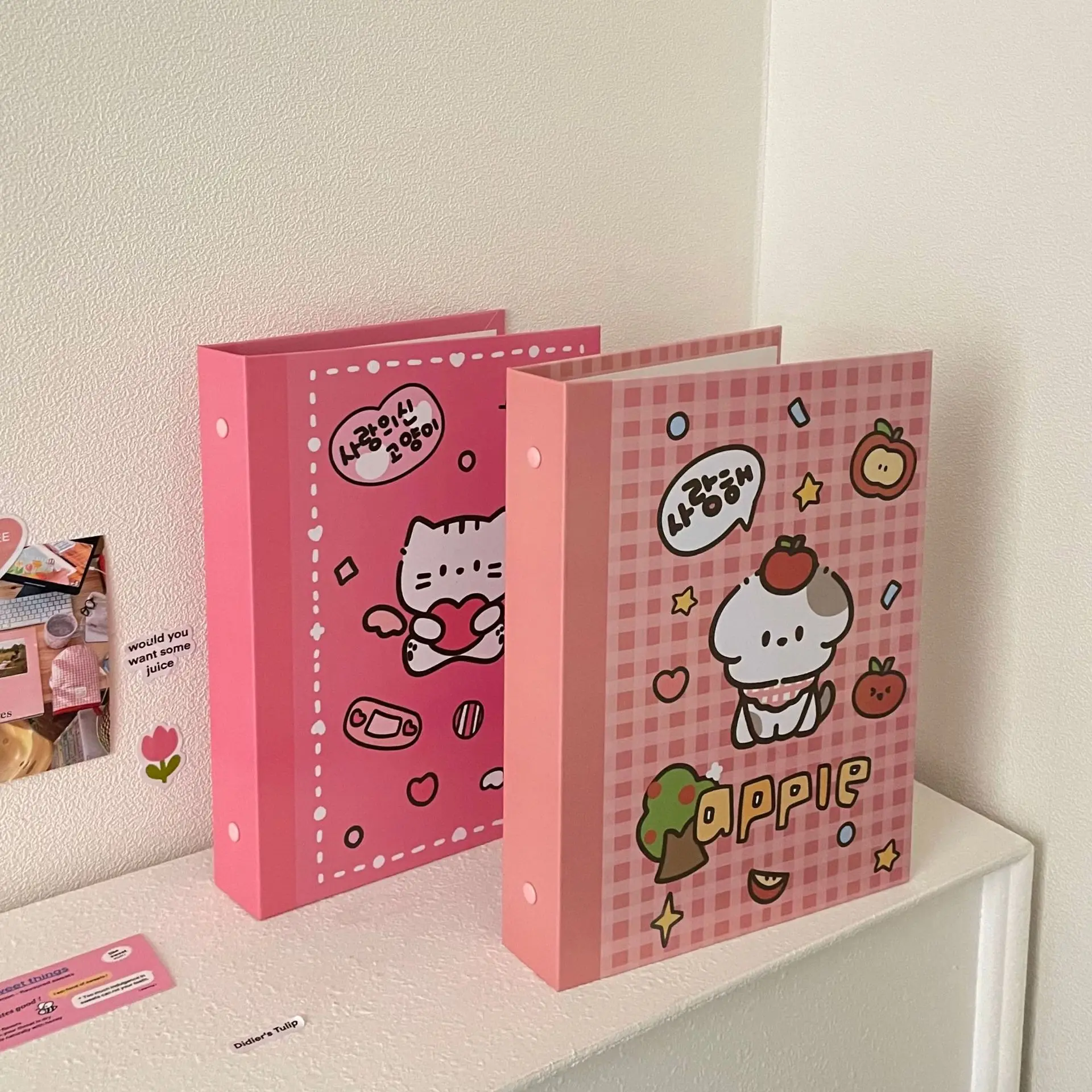 Sharkbang Designed A5 Binder Hard Cover Ring Collect Book Journal Refills Cat Dog Kawaii Bandage Postcards Sticker Organizer