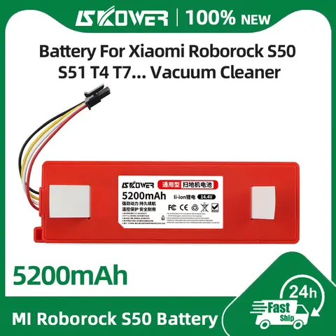 SKOWER Robot Battery For Xiaomi 1S Roborock S5 S6 S7 Max S50 S51 S52 S60 S65 S70 S75 T4 T6 T7 T60 T61 T65 E25 Q7 Vacuum Cleaner