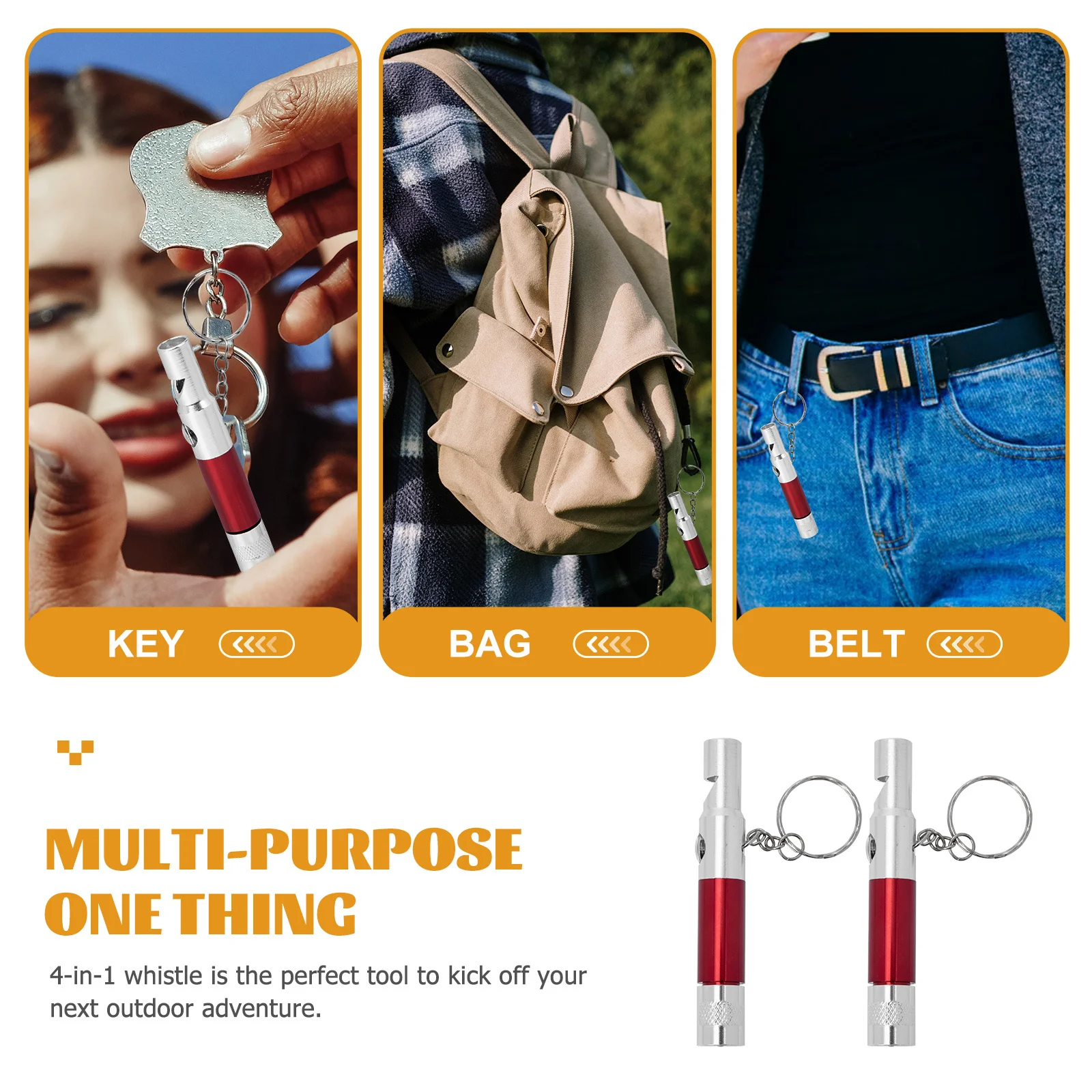 2 قطعة صفارات متعددة الوظائف البوصلة مصباح يدوي دائم غير قابل للصدأ نغمات عالية للمشي التخييم بقاء التنزه مصباح يدوي #2