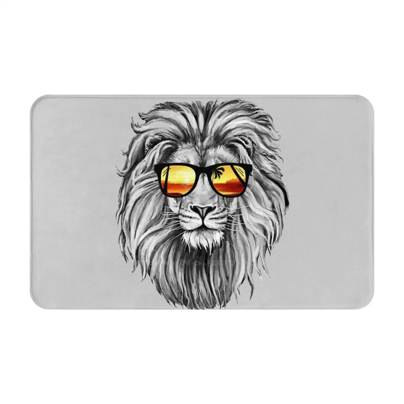 Summer Lion Soft Cushion Car Home Carpet Door Mat Summer Beach Cool Clingcling Wild Animals Jungle Roar Lion King King Lion