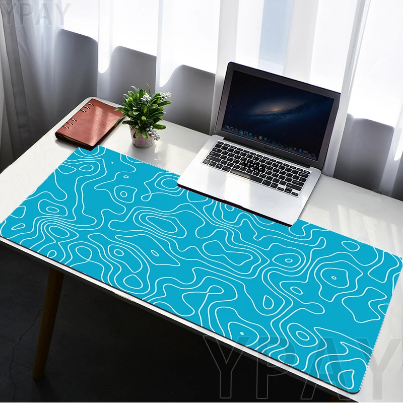 

Topographic Lines Lock Edge Mousepads Large Gaming Mousepad Keyboard Mats Office Mouse Mat Blue Desk Pad XXL Mouse Pads For Gift