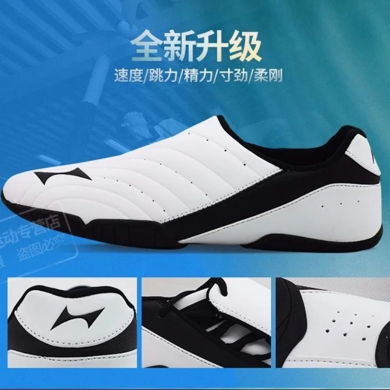 Professional Taekwondo Shoes for Couples White Leather Tai Chi shoes Unisex Soft Sole Martial arts shoe Men Women Size 35-46