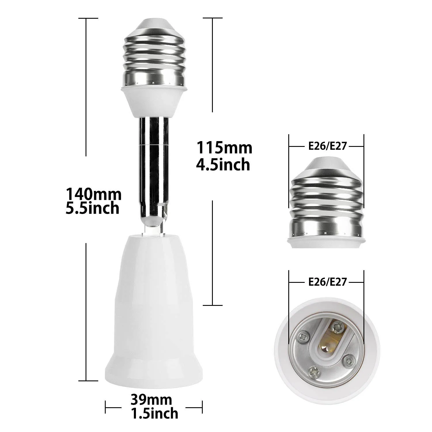 E26 E27 Bulb Socket 180 Degree Flexible Adjustable Extension Flexible Medium Ceramic Bulb Lamp Socket Adapter Converter