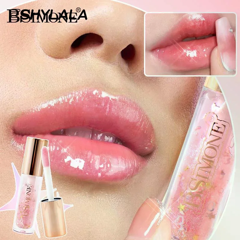 BSIMONE Gelatina di cristallo trasparente Lucidalabbra Lucido Specchio trasparente Balsamo per labbra idratante Glitter Rossetto liquido Olio per labbra Tinta per labbra