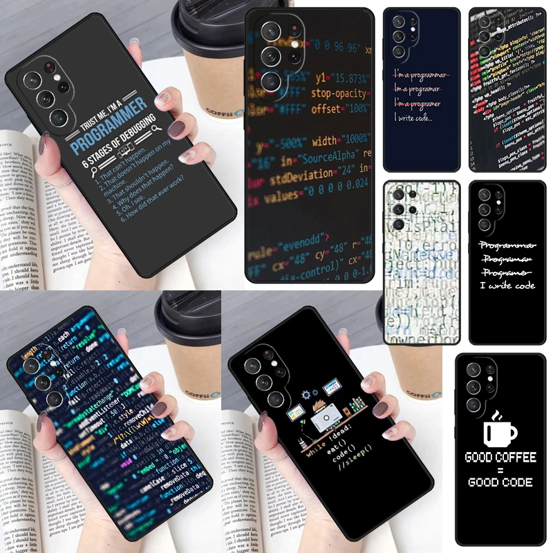 Programming Coding Phone Case for Samsung Galaxy S26 Ultra S25 S24 S23 S22 S21 S20 Note10 Plus FE Cover