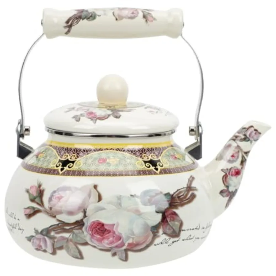 

Stove Top Enamel Tea Kettle: Vintage Floral Whistling Tea Pot Farmhouse Water Boiling Pot Household Stove Top Whistling Tea Ket